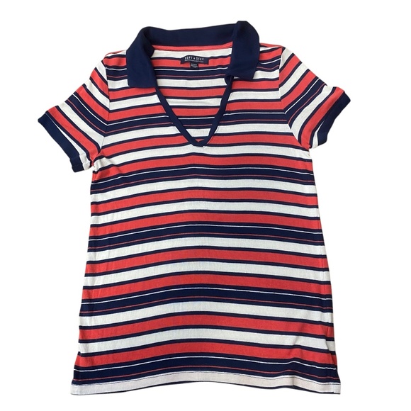 American Eagle Outfitters Tops - Y2k American Eagle Stripe Soft  & Sexy Women's Medium Sailor V Neck Collar Shirt